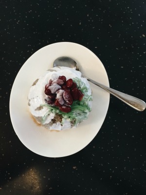 cendol topped red beans