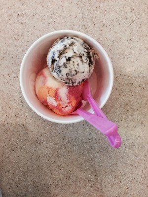 cookies and cream ice cream, and rainbow sherbet