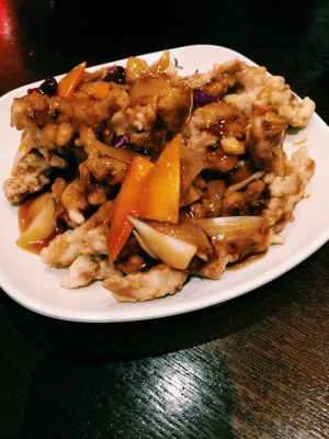 fried pork glazed in golden glaze