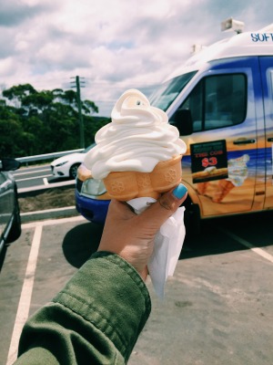 milky white, creamy ice cream cone